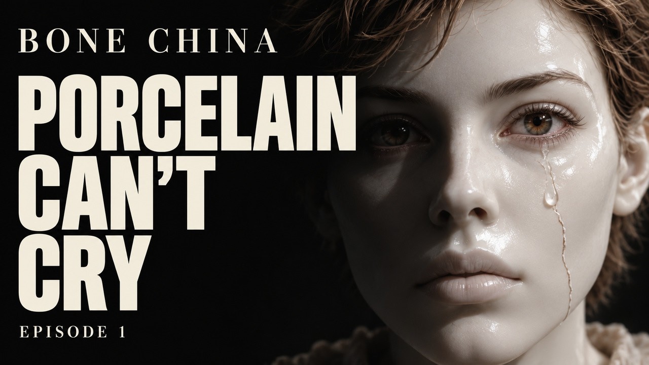 A tearful porcelain face beside the Bone China Episode 1 title
