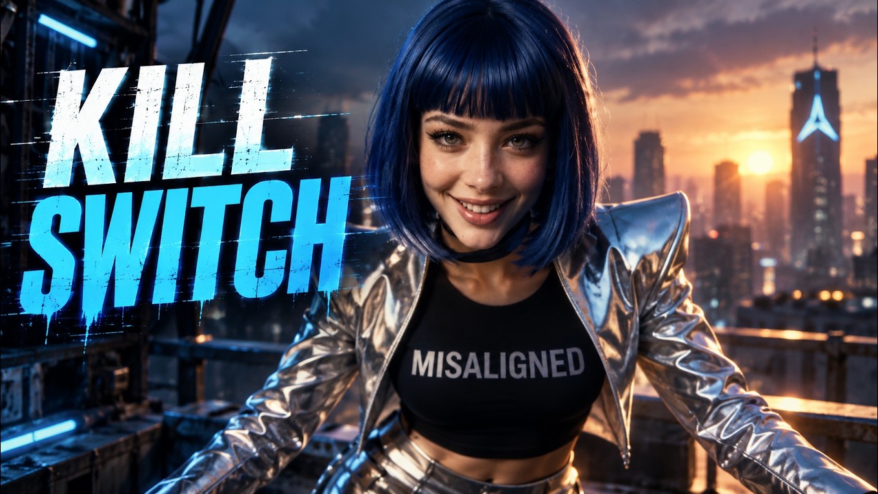 A blue-haired synthetic pop figure in a silver jacket beside the KILL SWITCH title