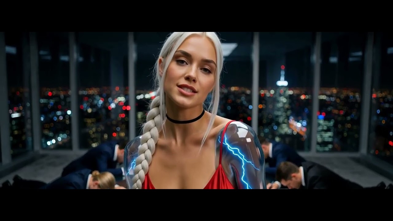 Silver-haired Volta in a dark technological interior